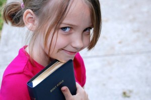 winter girl with bible